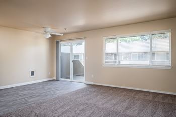 Plush carpet in living room and bedroom